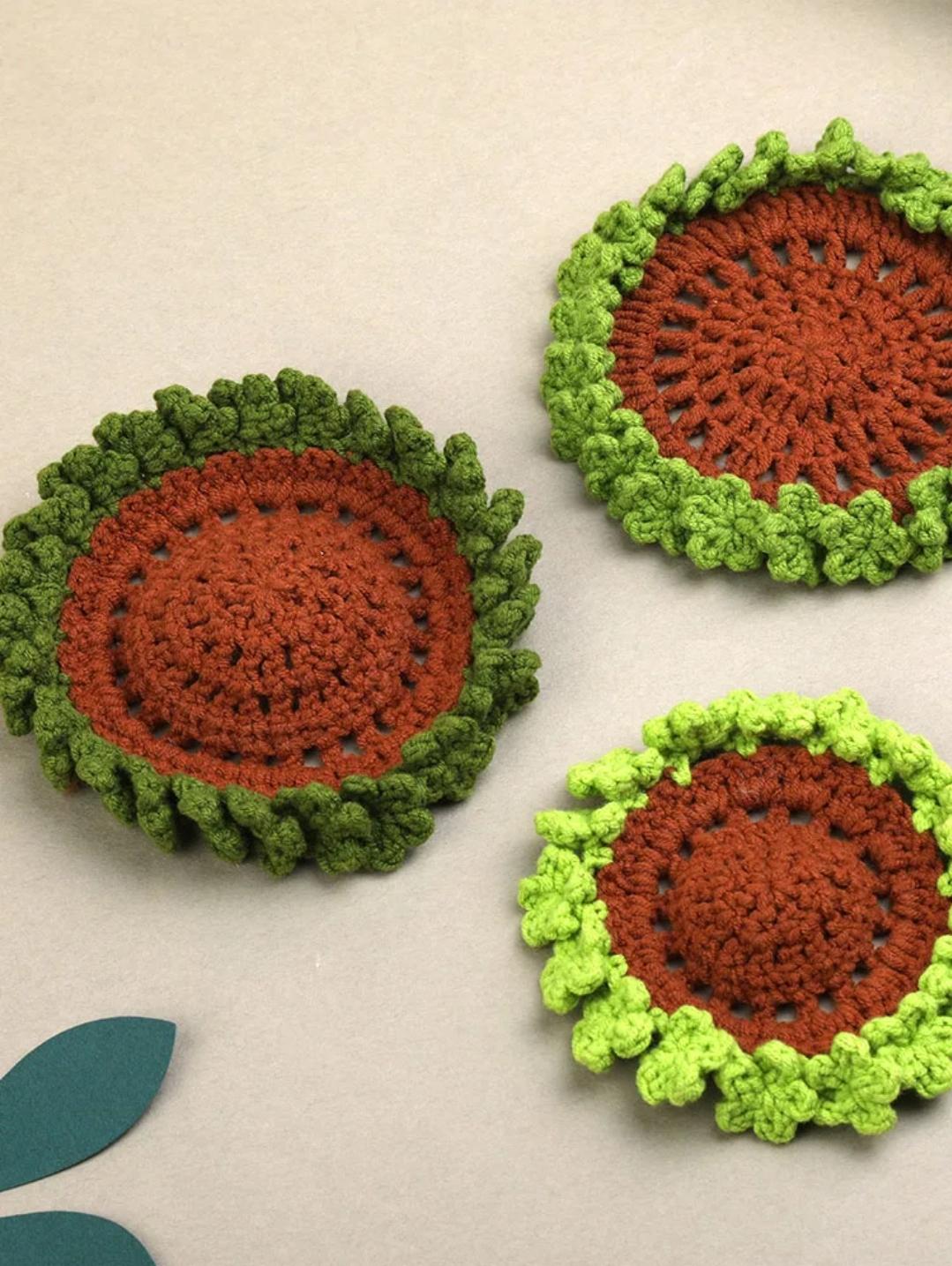 DIY Crochet Coaster Kit for Beginners | Easy Yarn Craft Gift Set with Hooks & Instructions