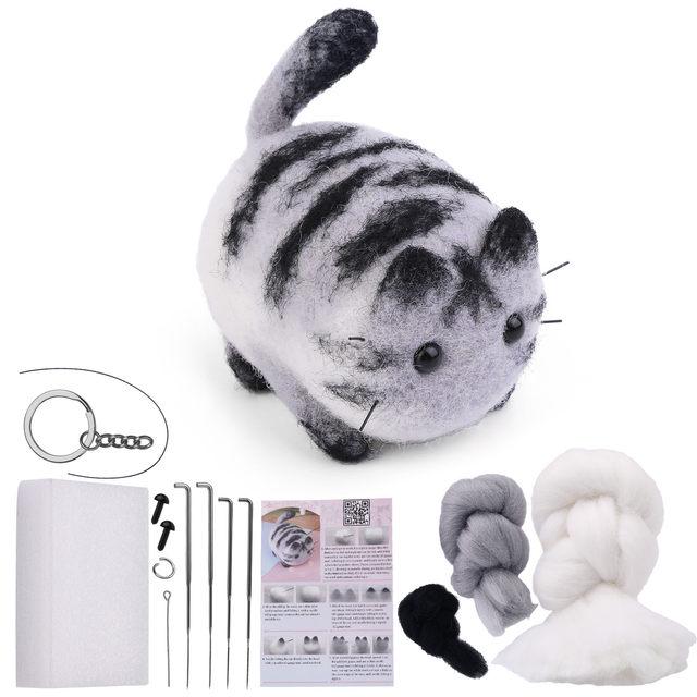 DIY Needle Felting Kit – Choose Cat or Dog Design | Beginner Wool Craft Kit | Felt Animal Keychain Set | Handmade Gift Idea