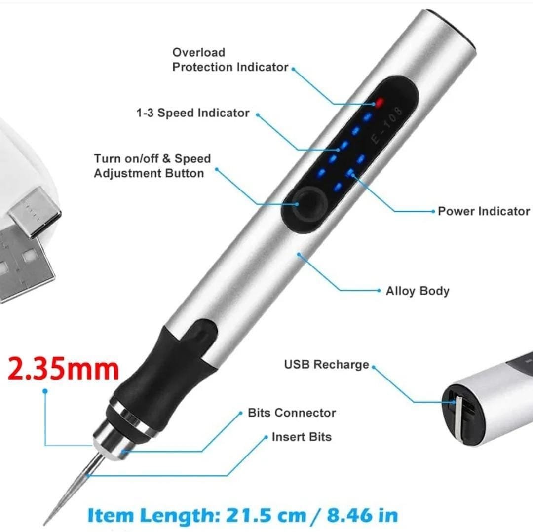 Cordless usb rotary tool kit – mini engraving pen for wood, metal, glass & jewelry diy projects