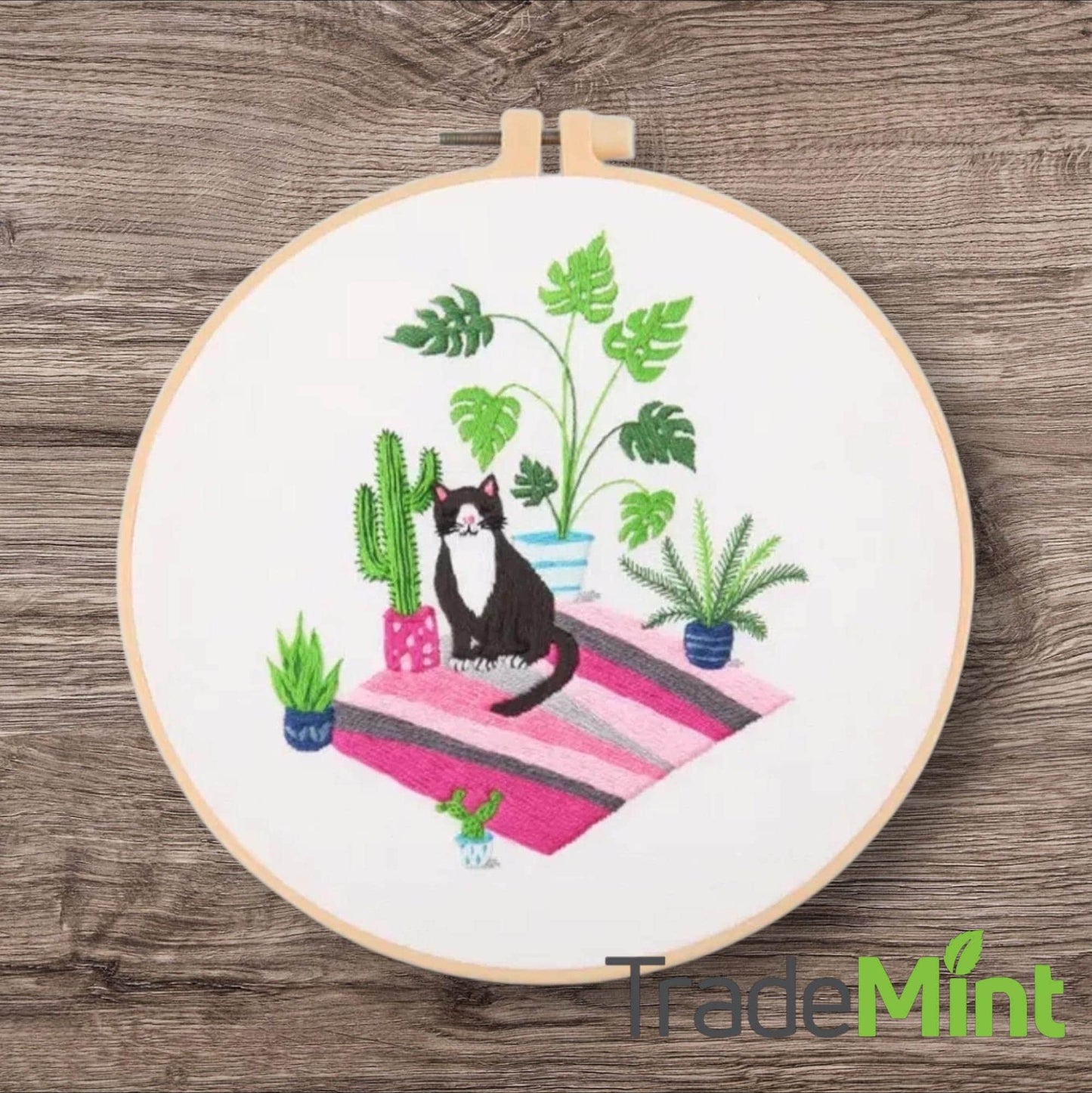 Embroidery starter kit for beginners | black cats and kittens diy cross stitch set