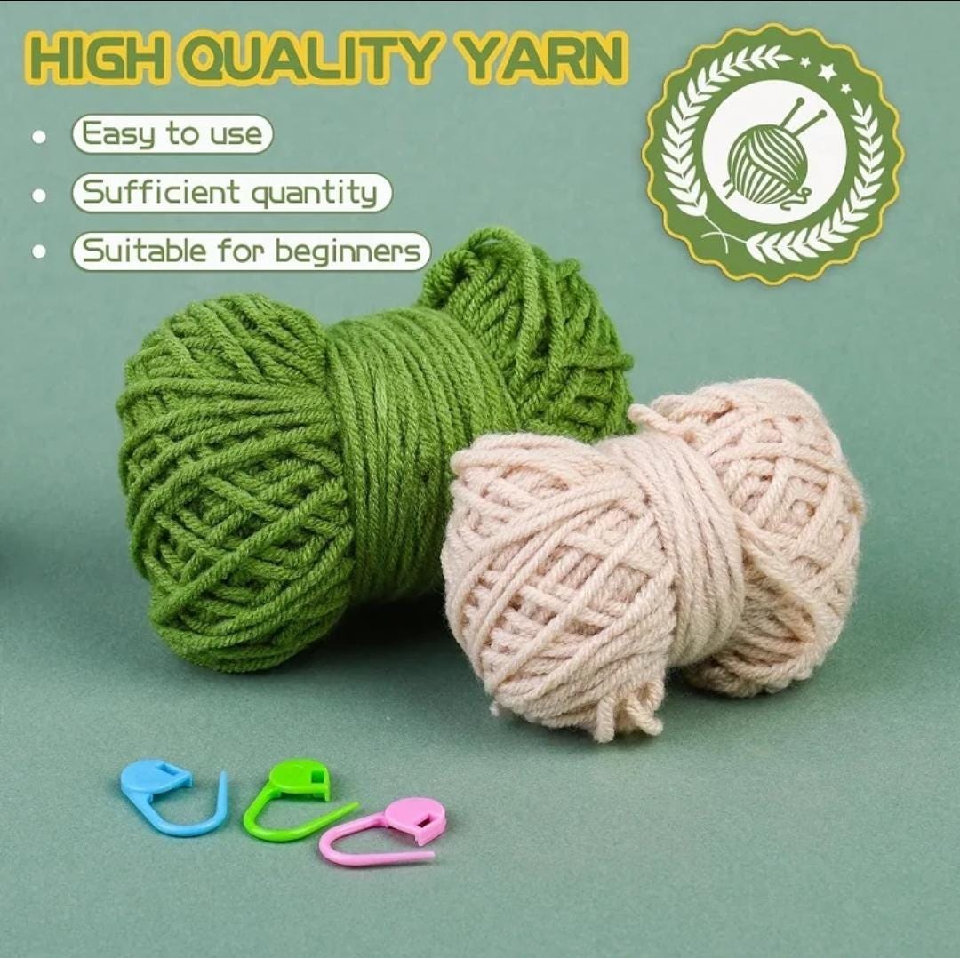 Potted plant crochet kit for beginners | bean basket & hollow green plant diy starter set