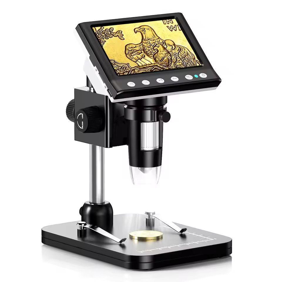 Digital Microscope for Crafts & Coins | 1000X Magnification with 4.3" Screen and LED Lights | Soldering, Jewelry, Fabric Inspection Tool