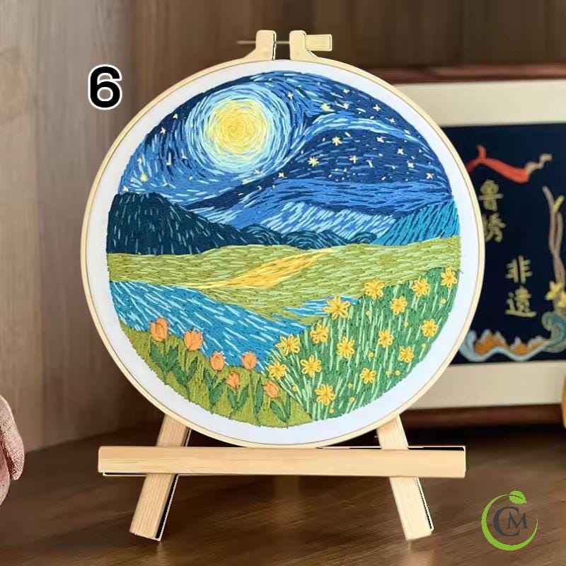 Landscape Embroidery Kit | DIY Needlework Craft Gift | Beginner Embroidery Set for Adults | Christmas Embroidery Kit Art Decor