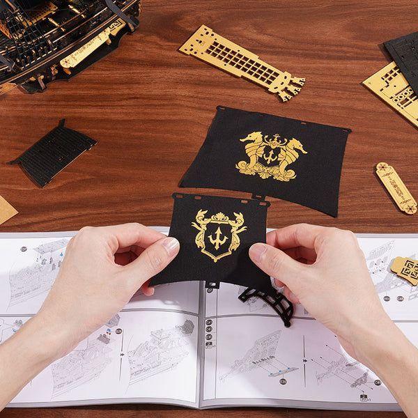 The Seahorse Barque 3D Wooden Puzzle | 603-Piece DIY Laser-Cut Model Ship | Wooden Warship Kit for Adults & Teens | Nautical Home Decor Gift