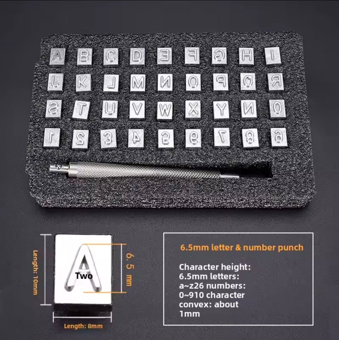 37-piece leather stamping tool set | alphabet and number stamps for leathercraft