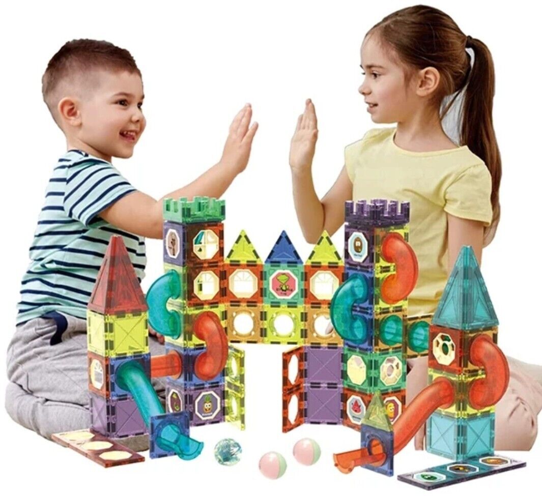 110-Piece Magnetic Building Tiles & Marble Run Set - Creative Construction Toy