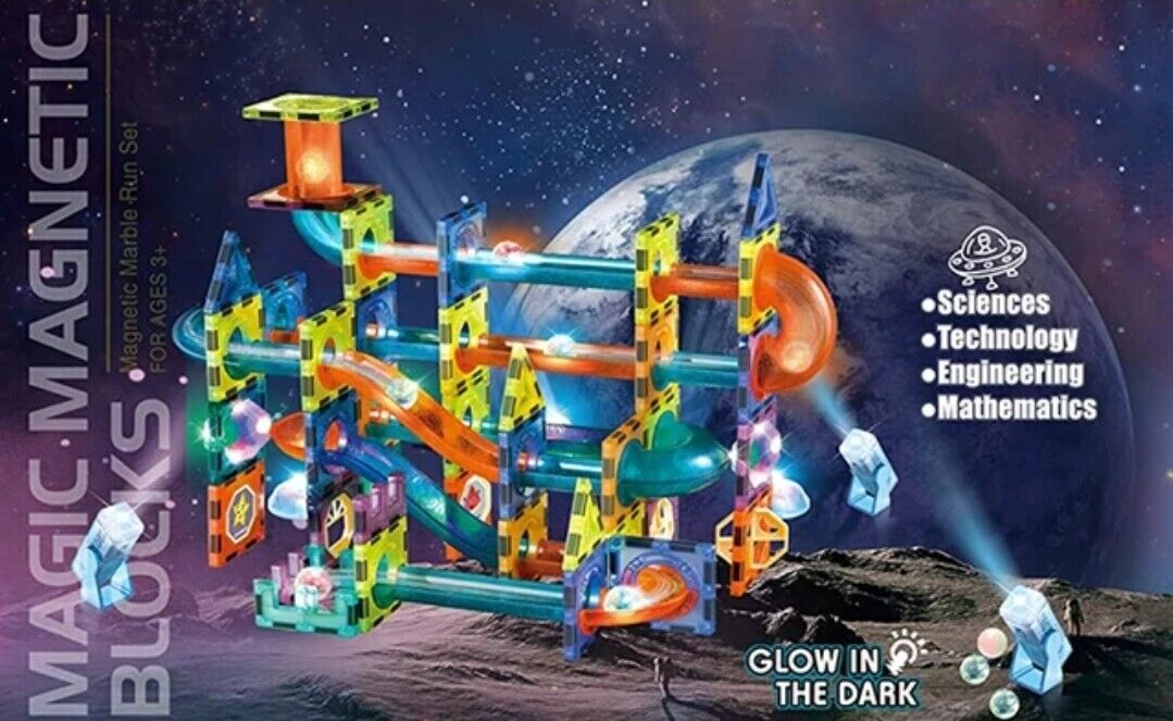 110-Piece Magnetic Building Tiles & Marble Run Set - Creative Construction Toy