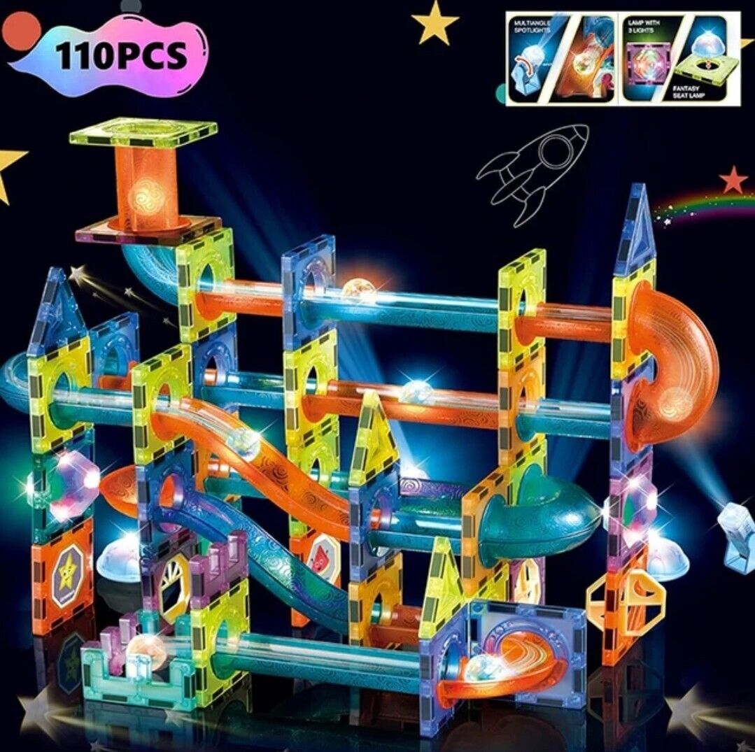 110-Piece Magnetic Building Tiles & Marble Run Set - Creative Construction Toy