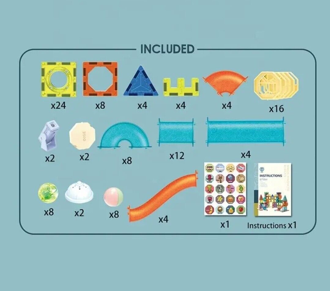 110-Piece Magnetic Building Tiles & Marble Run Set - Creative Construction Toy