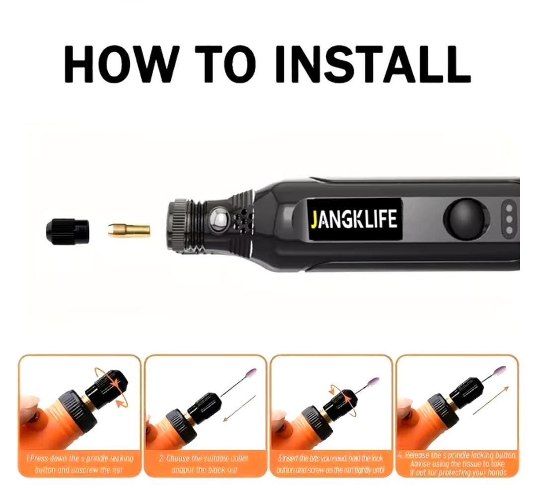 USB Cordless Rotary Tool Kit Woodworking Engraving Pen