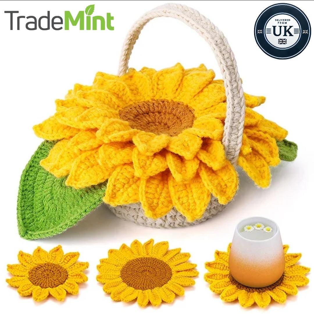 DIY Crochet Coaster Kit for Beginners | Easy Yarn Craft Gift Set with Hooks & Instructions