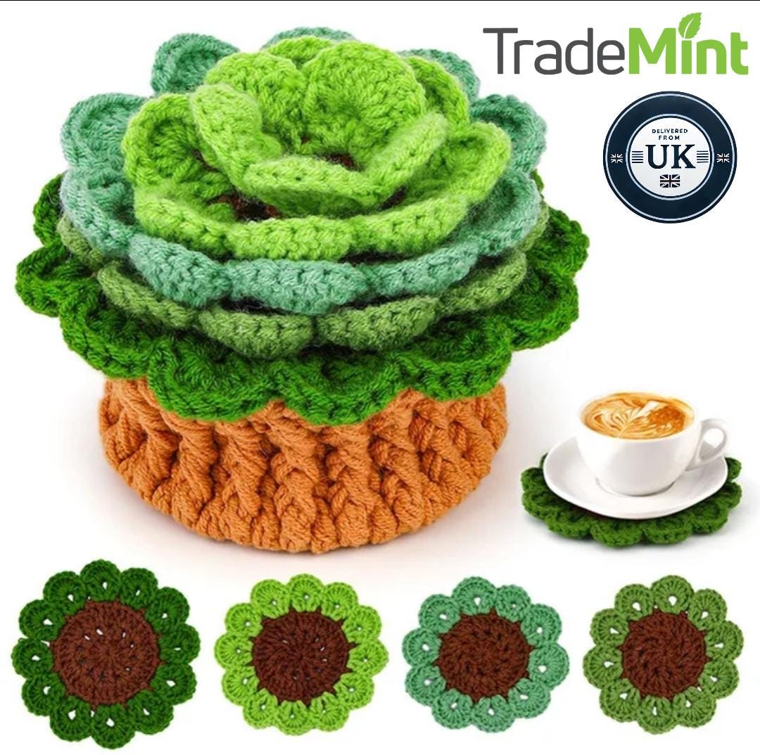 DIY Crochet Coaster Kit for Beginners | Easy Yarn Craft Gift Set with Hooks & Instructions
