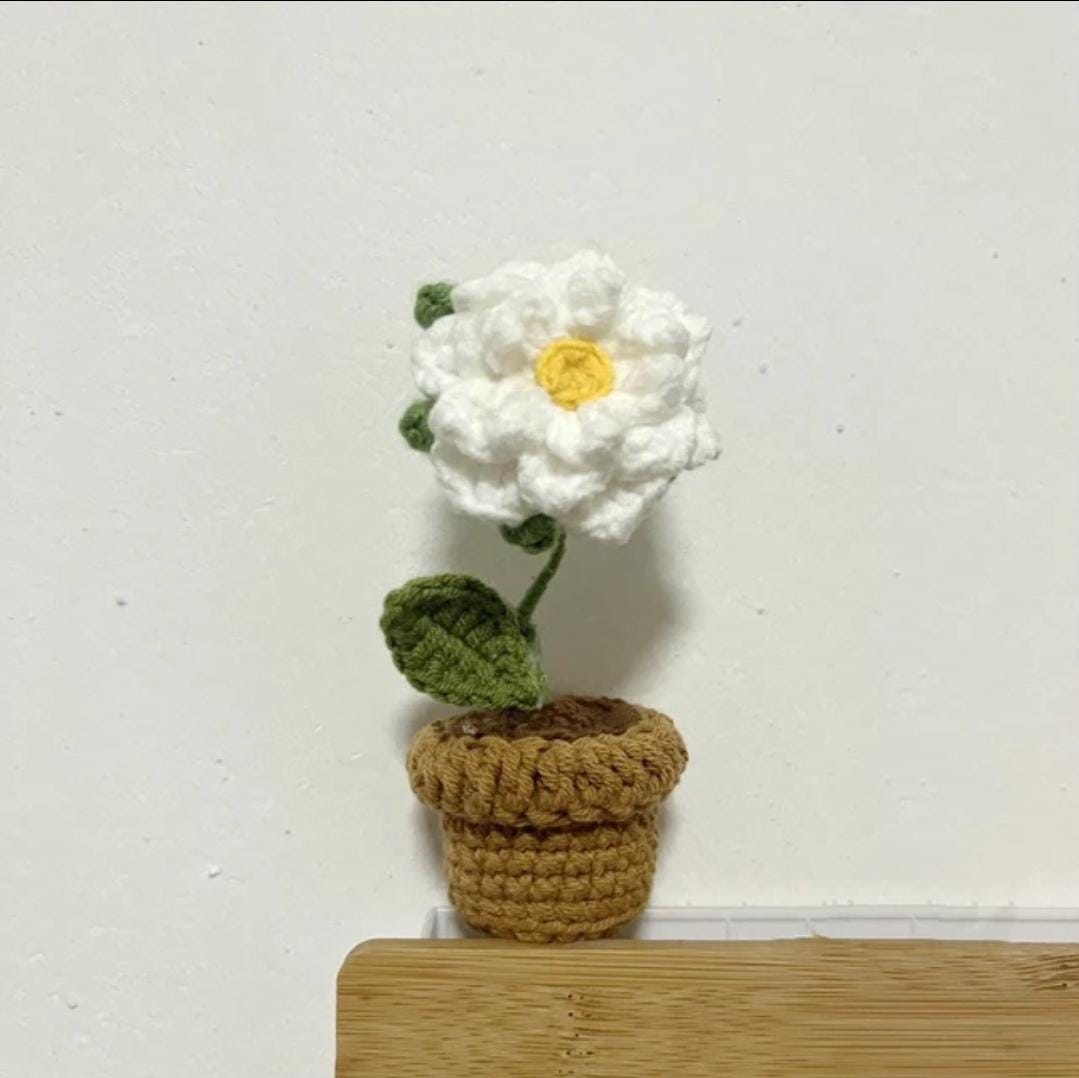 Mini Crochet Potted Plant | Handmade Teacher Gift, Birthday Gift, Thank You Gift, Desk Décor, Cute Home Gift, Crochet Flower