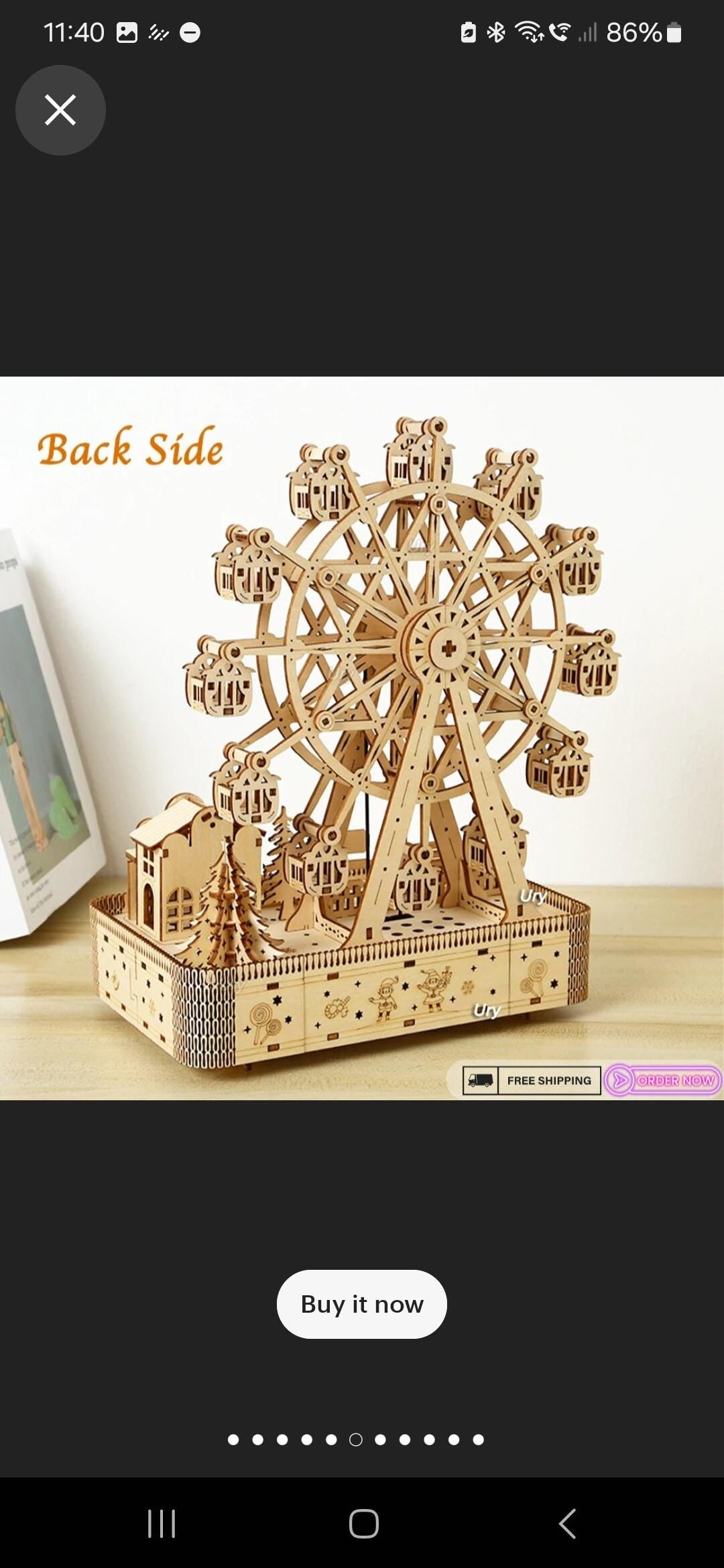 3D Wooden Puzzle Ferris Wheel Music Box | LED Rotatable Model Kit Gift for Kids & Adults