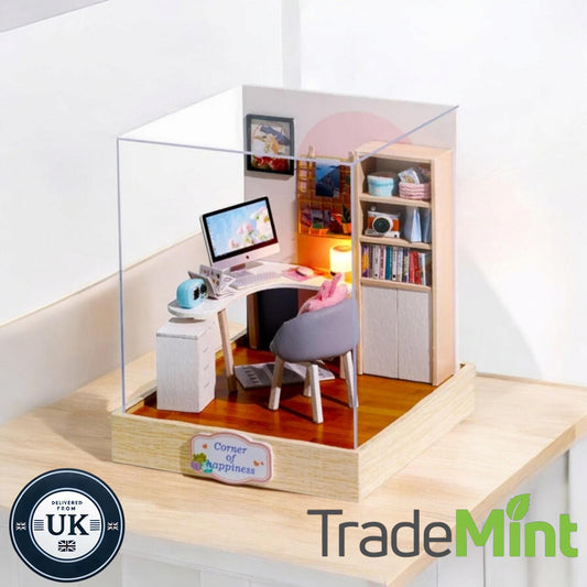 World of creativity miniature dollhouse diy kit | cosy corner diorama with light | perfect gift for craft lovers