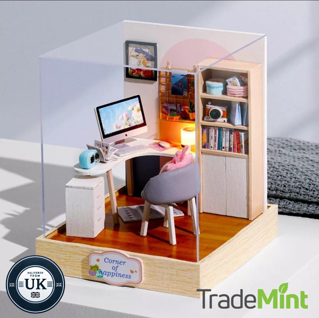 World of creativity miniature dollhouse diy kit | cosy corner diorama with light | perfect gift for craft lovers
