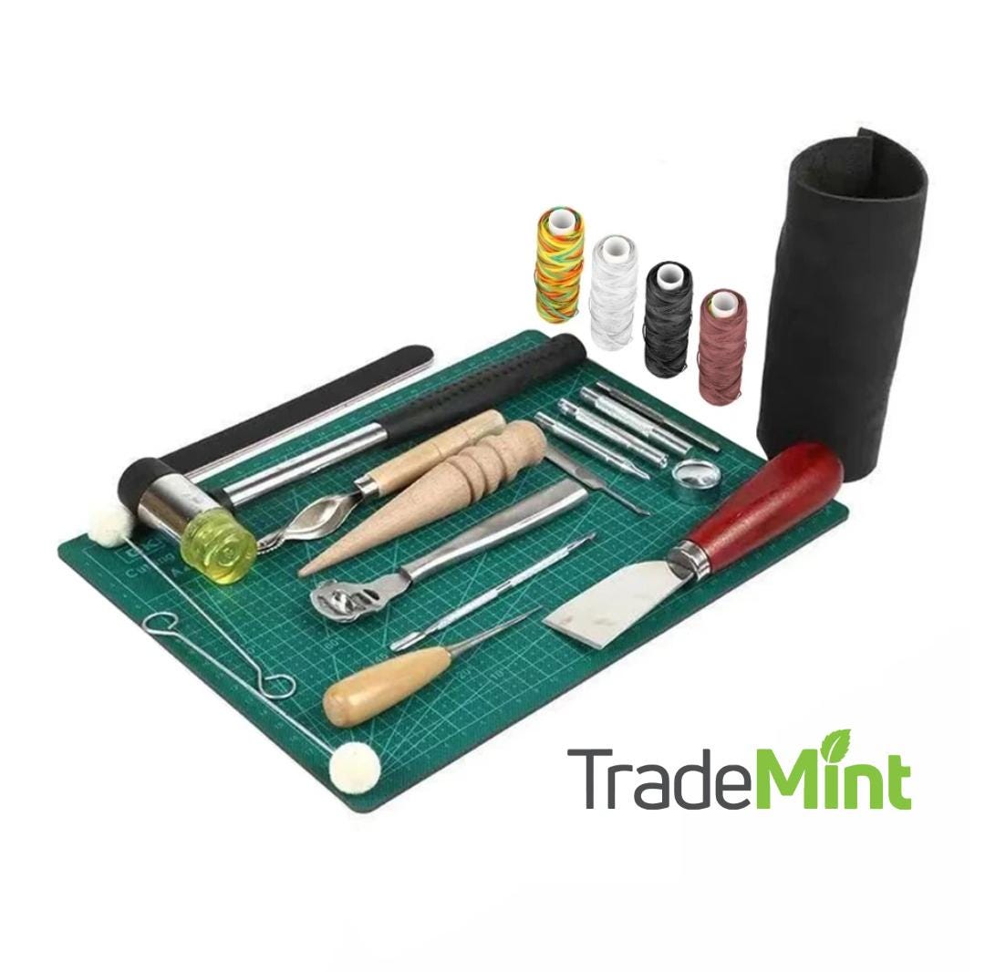 69-Piece Leather Craft Tools Set | Saddle Groover Kit for Stitching, Sewing, and Carving