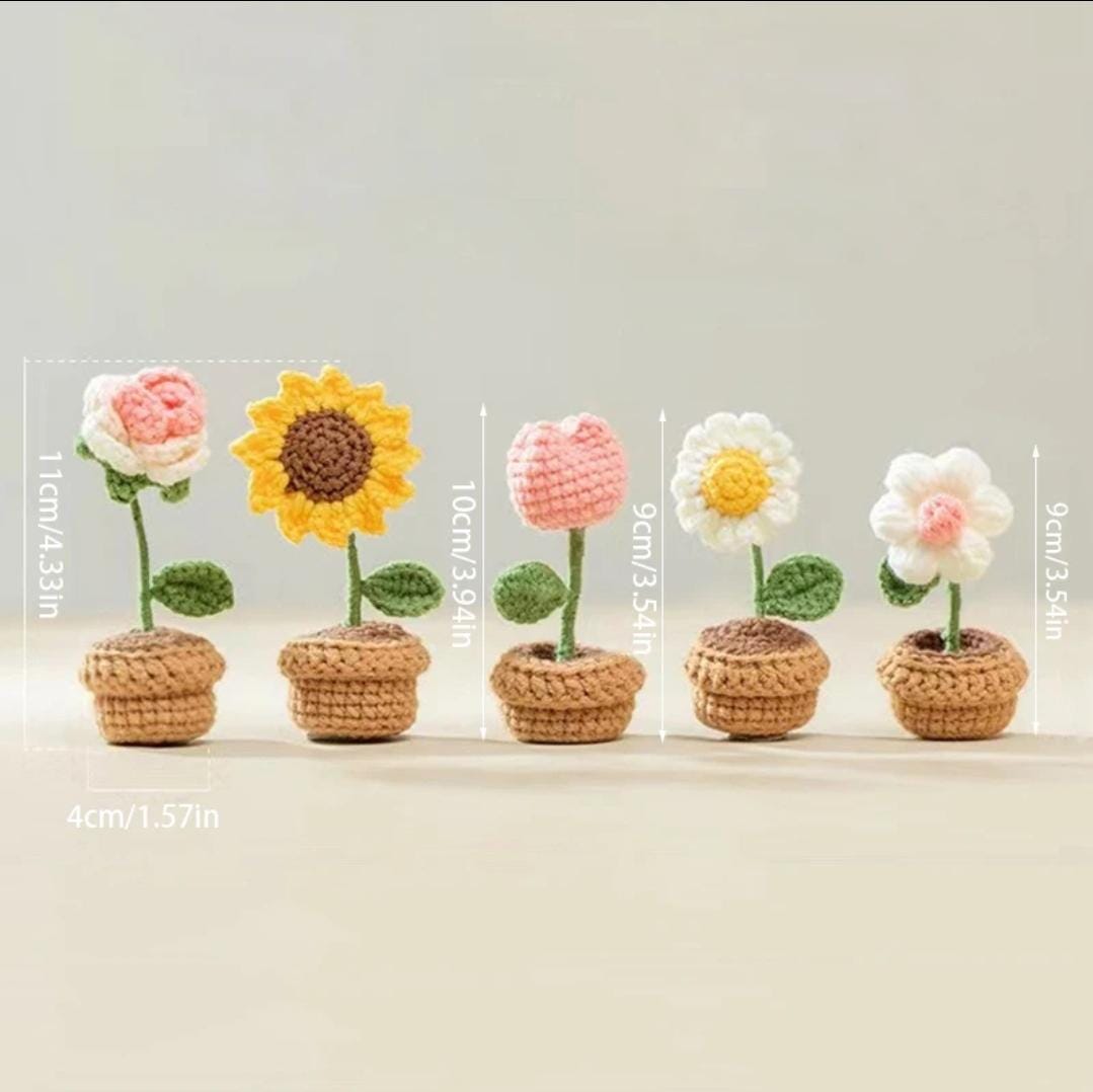Mini Crochet Potted Plant | Handmade Teacher Gift, Birthday Gift, Thank You Gift, Desk Décor, Cute Home Gift, Crochet Flower