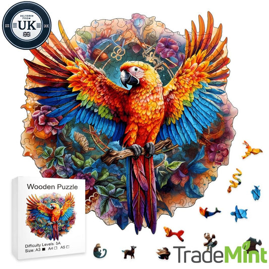 Parrot Wooden Puzzle | Laser-Cut Jigsaw Gift | Eco-Friendly for Kids & Adults