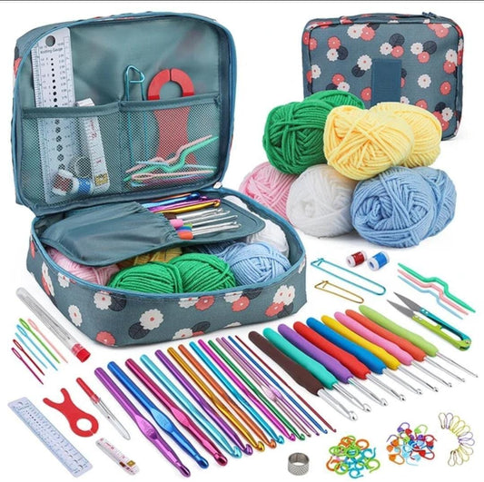 Knitting and crochet hook set – diy craft tools with markers, needles, and weaving accessories in storage bag