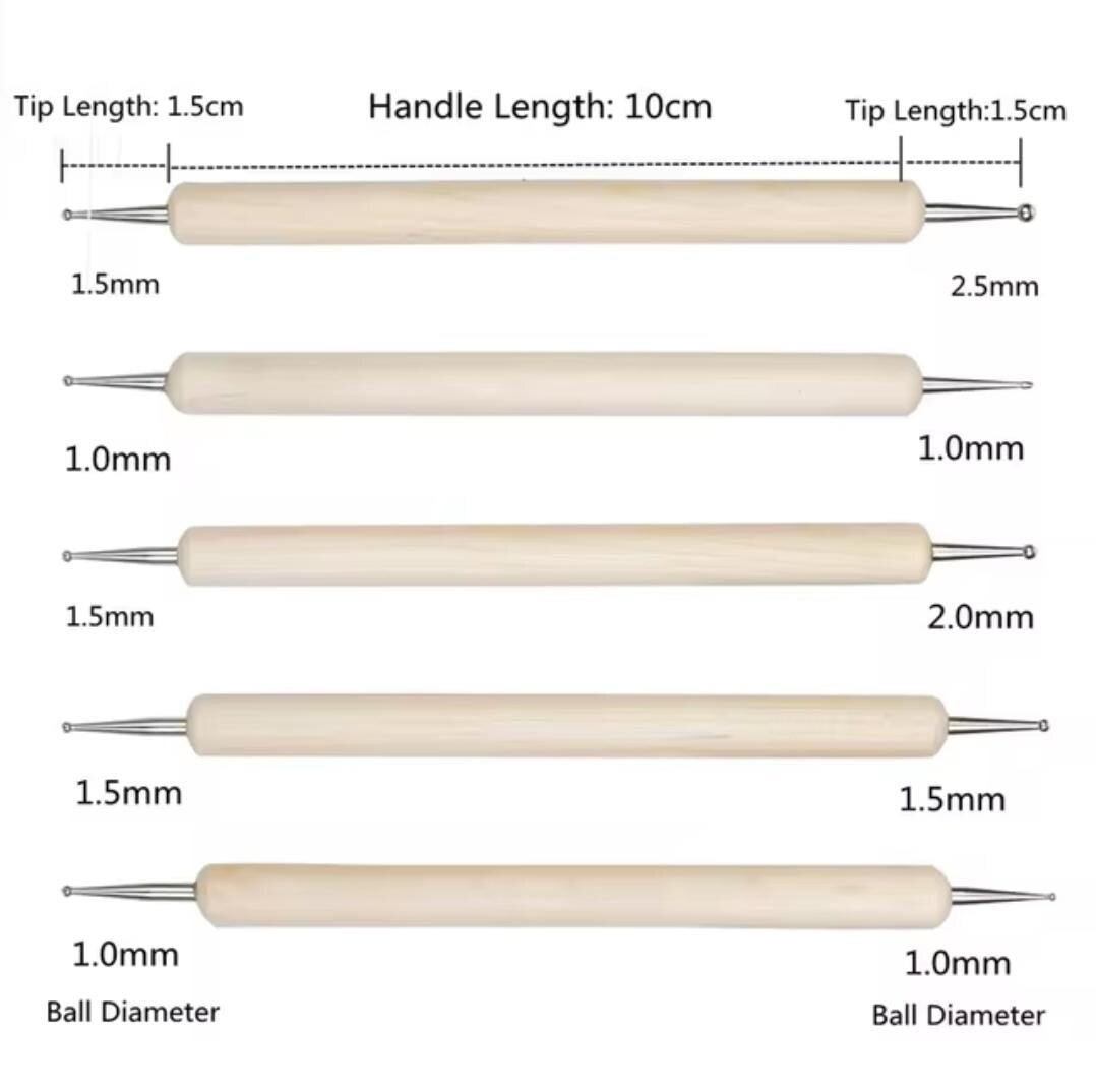 6Pcs Wooden Sculpting Tools | Clay, Pottery, Ceramics, and Nail Art Embossing Stylus