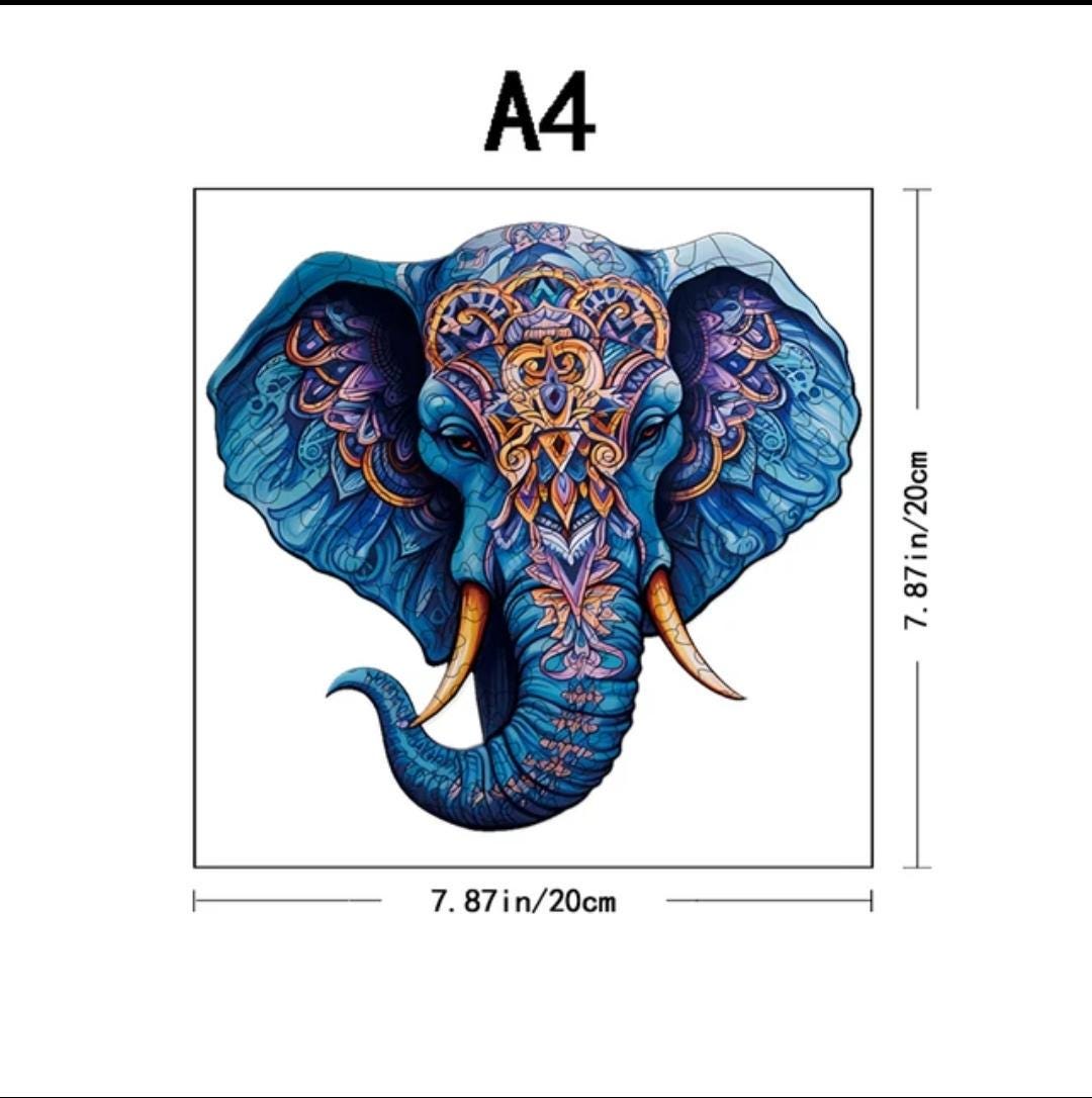 Majestic elephant 3d wooden puzzle | a3, a4, a5 sizes | fun & educational gift