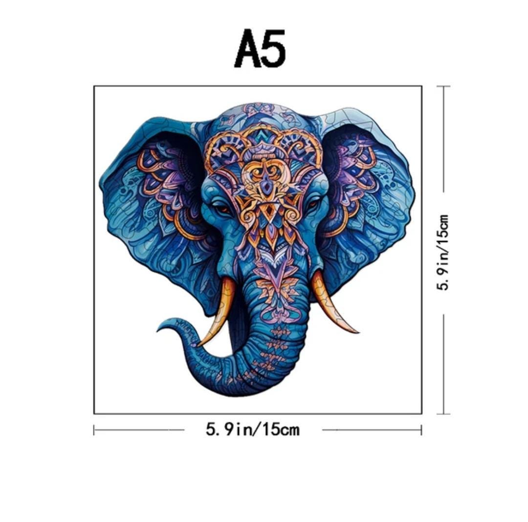 Majestic elephant 3d wooden puzzle | a3, a4, a5 sizes | fun & educational gift