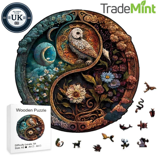 Wise owl 3d wooden puzzle | a3, a4, a5 sizes | creative gift for puzzle lovers