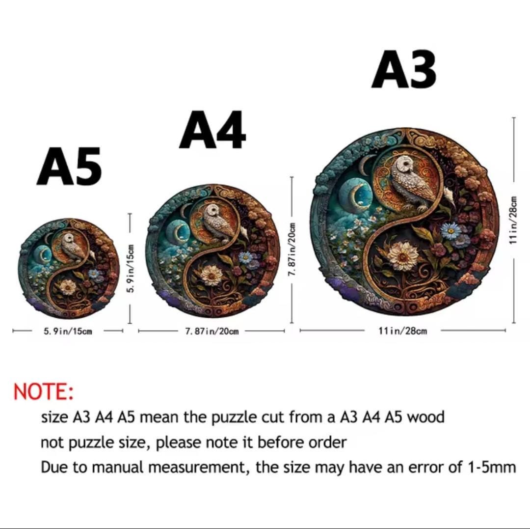 Wise owl 3d wooden puzzle | a3, a4, a5 sizes | creative gift for puzzle lovers