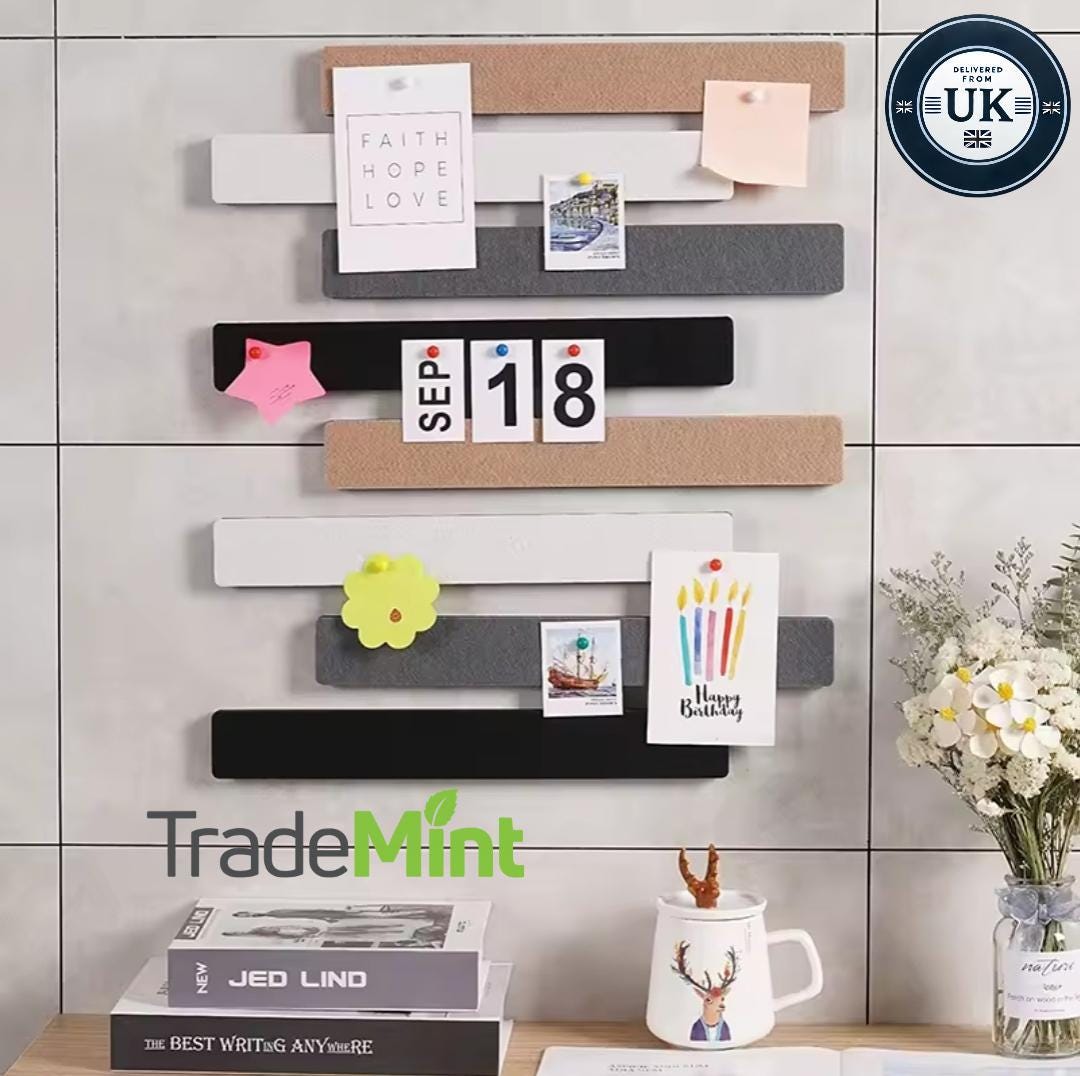5pcs felt wall strips | bulletin memo board with pins | notice tack bar for photos and notes