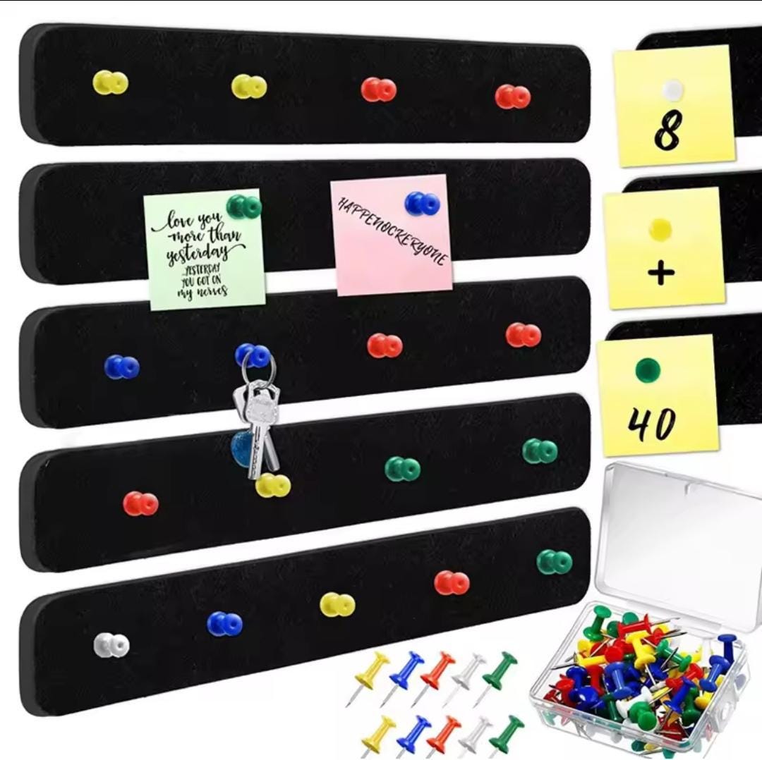 5pcs felt wall strips | bulletin memo board with pins | notice tack bar for photos and notes