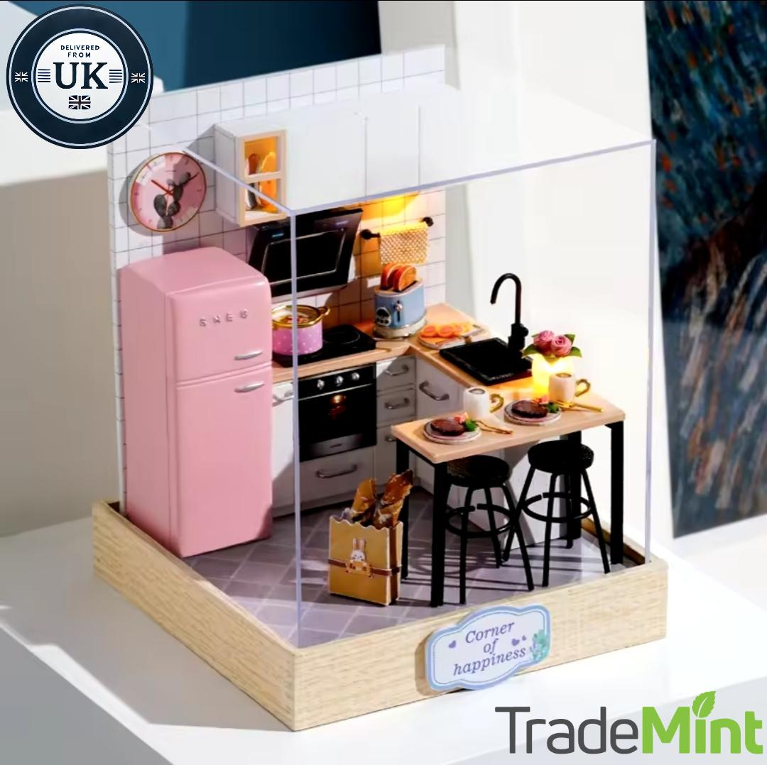 Taste of life miniature dollhouse diy kit | cosy corner diorama with light | perfect gift for craft lovers