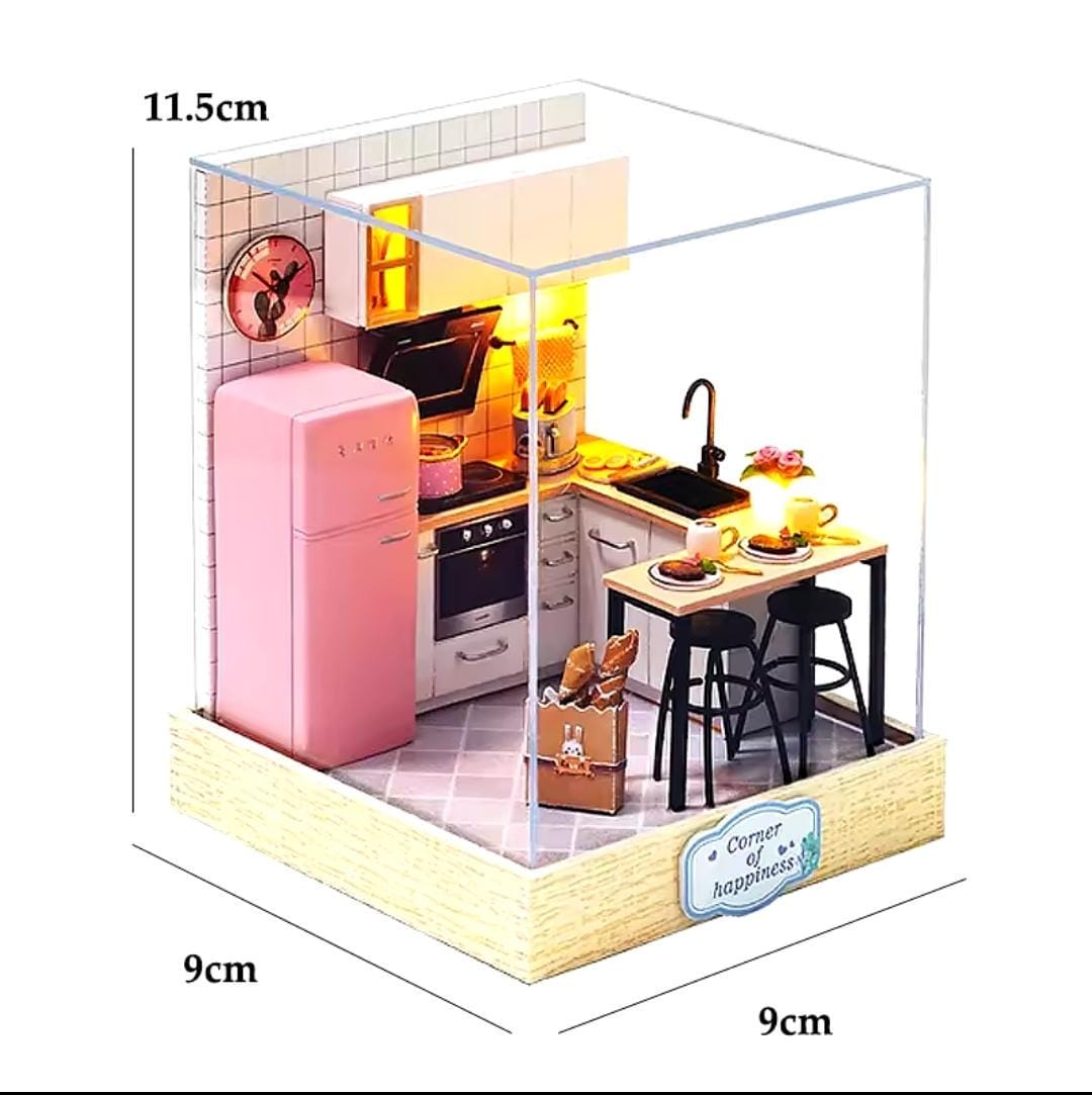 Taste of life miniature dollhouse diy kit | cosy corner diorama with light | perfect gift for craft lovers