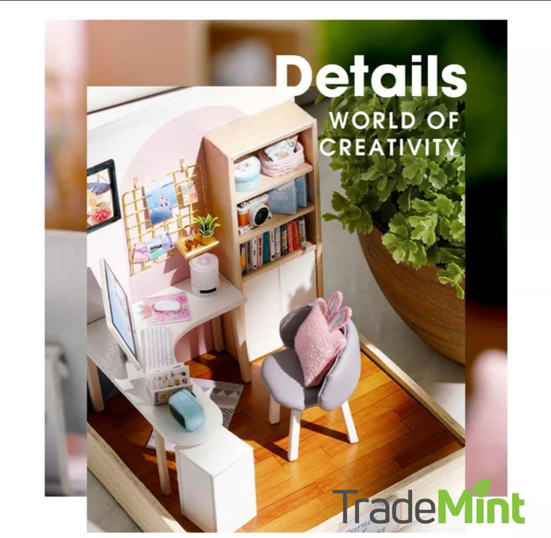 World of creativity miniature dollhouse diy kit | cosy corner diorama with light | perfect gift for craft lovers