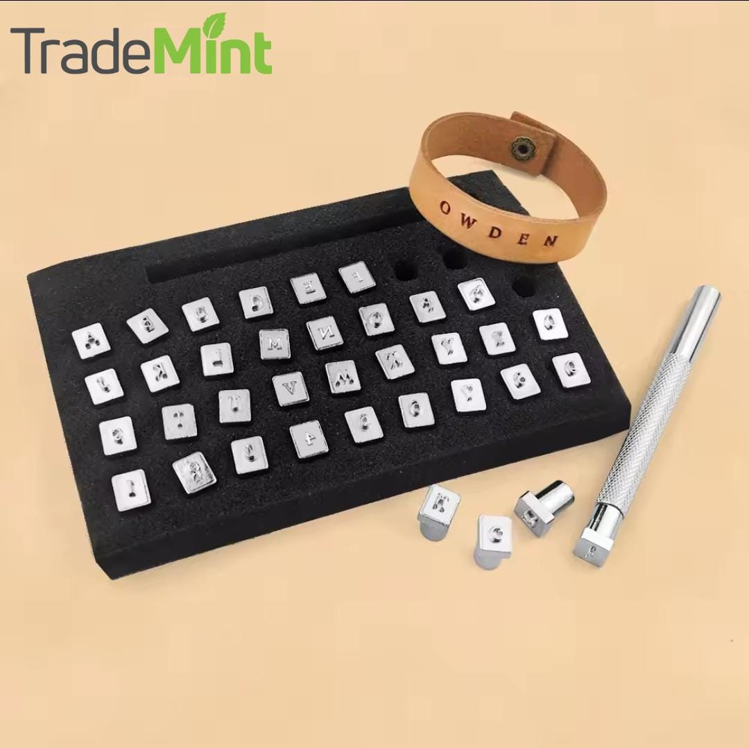 37-piece leather stamping tool set | alphabet and number stamps for leathercraft