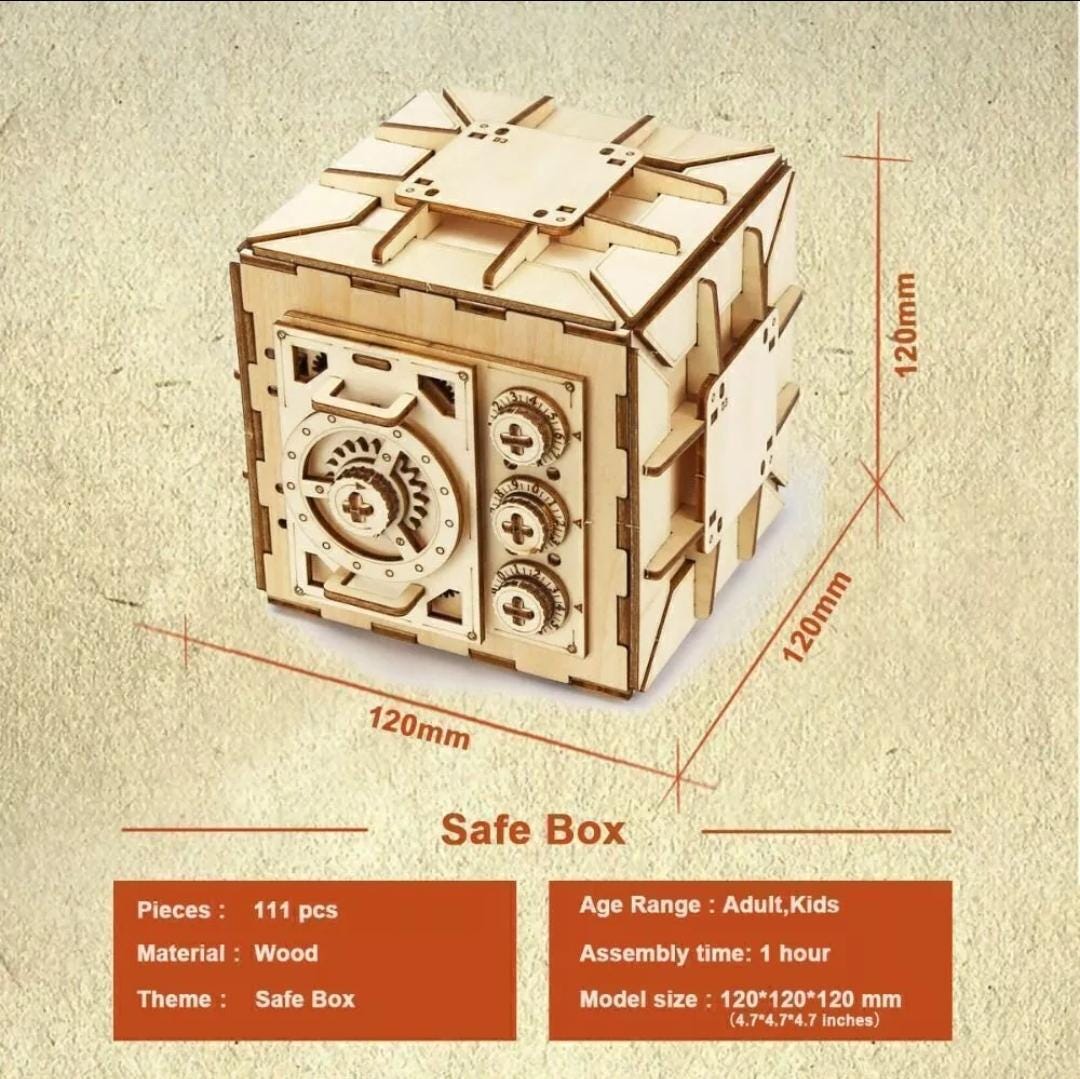 3d wooden locker puzzle box | diy mechanical model kit for kids and adults | creative gift idea