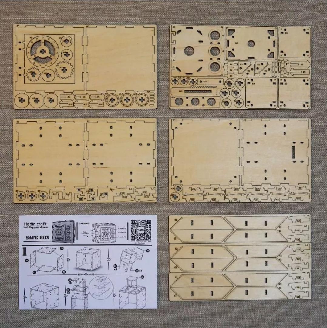 3d wooden locker puzzle box | diy mechanical model kit for kids and adults | creative gift idea
