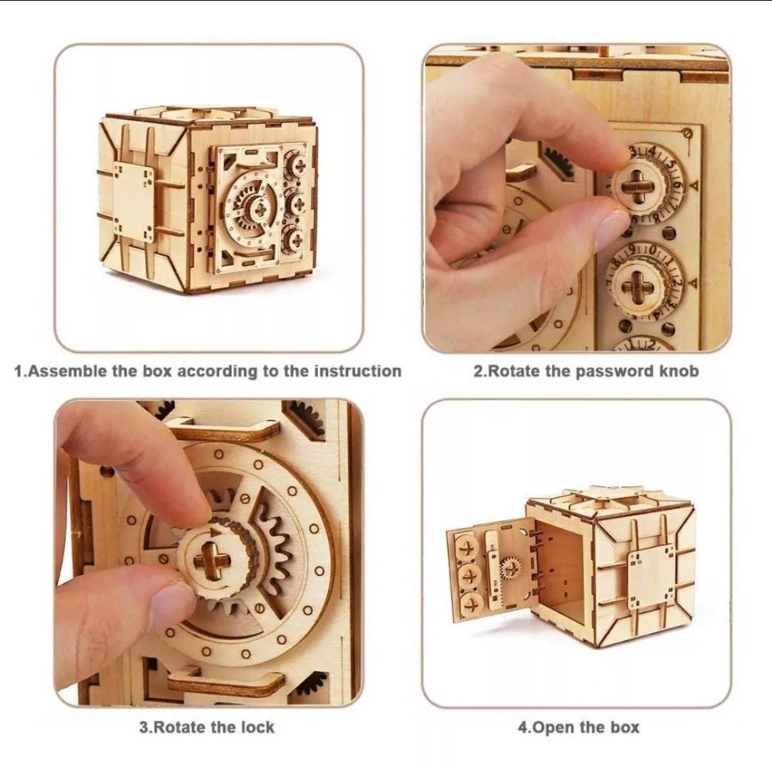 3d wooden locker puzzle box | diy mechanical model kit for kids and adults | creative gift idea