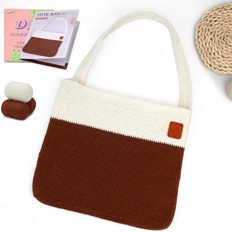 Crochet bag kit for beginners - includes yarn, tools & tutorials for diy shoulder or tote bag craft