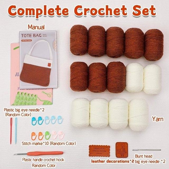 Crochet bag kit for beginners - includes yarn, tools & tutorials for diy shoulder or tote bag craft