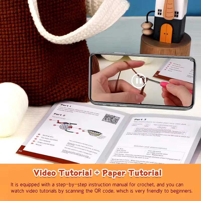 Crochet bag kit for beginners - includes yarn, tools & tutorials for diy shoulder or tote bag craft