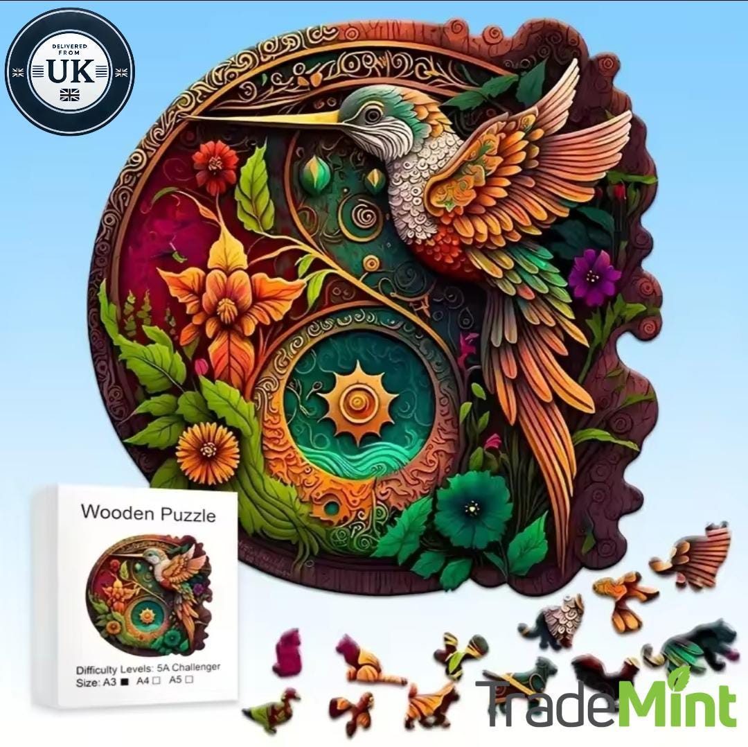 Hummingbird wooden puzzle kit – diy 3d craft for adults & kids | unique handmade gift | eco-friendly home décor