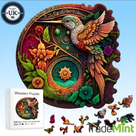 Hummingbird wooden puzzle kit – diy 3d craft for adults & kids | unique handmade gift | eco-friendly home décor