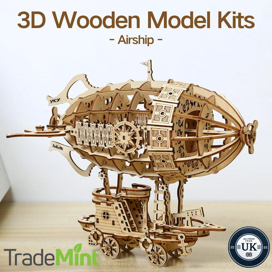 3d wooden airship puzzle | diy model kit for adults & kids | unique home decor and  creative gift idea
