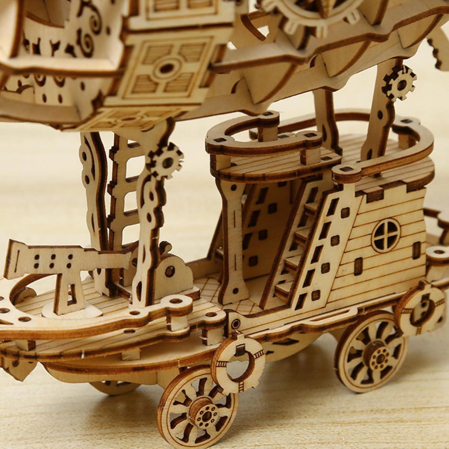 3d wooden airship puzzle | diy model kit for adults & kids | unique home decor and  creative gift idea