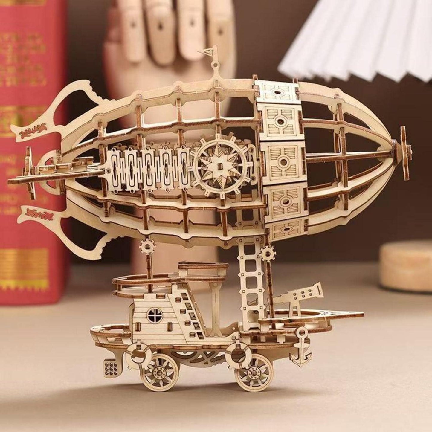 3d wooden airship puzzle | diy model kit for adults & kids | unique home decor and  creative gift idea