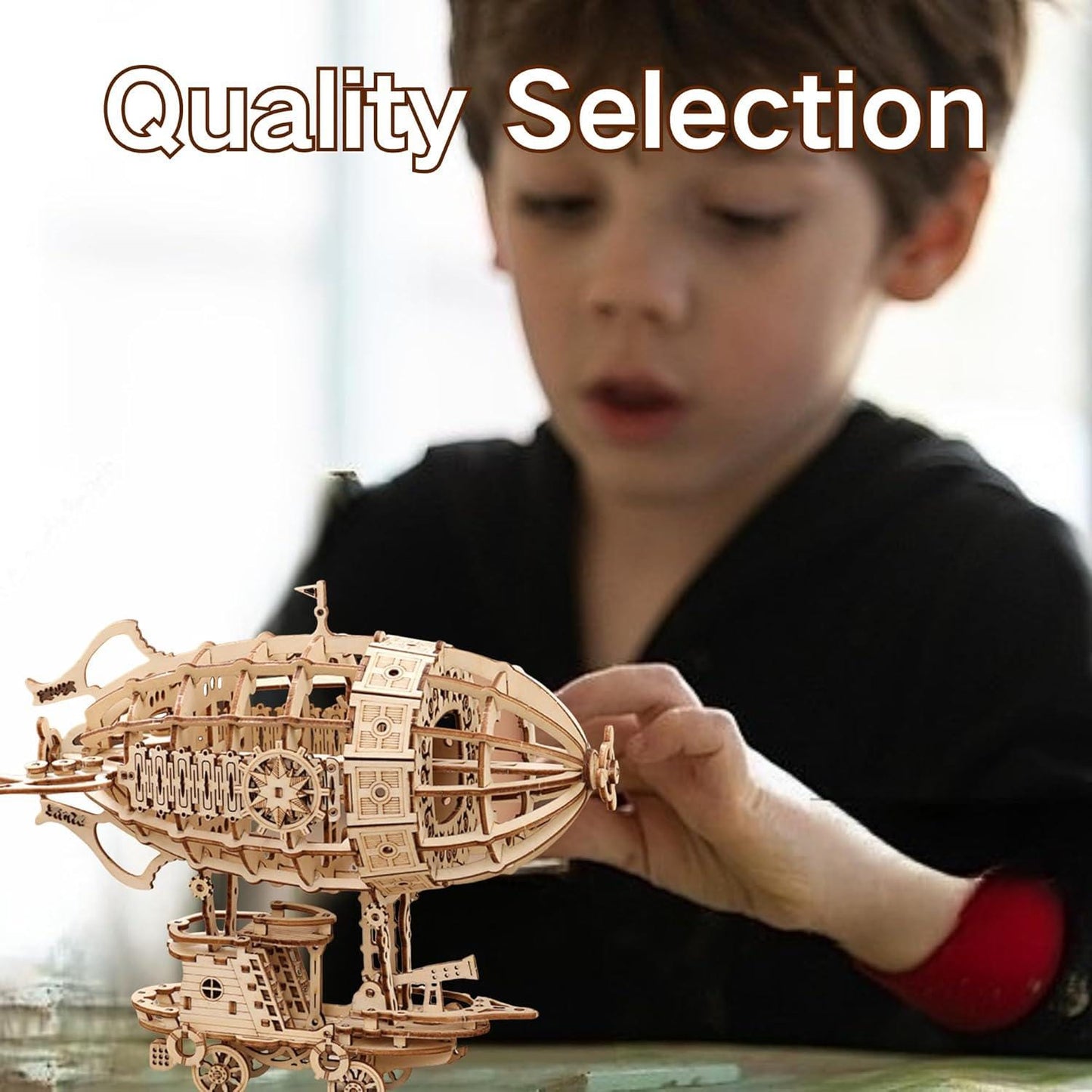 3d wooden airship puzzle | diy model kit for adults & kids | unique home decor and  creative gift idea