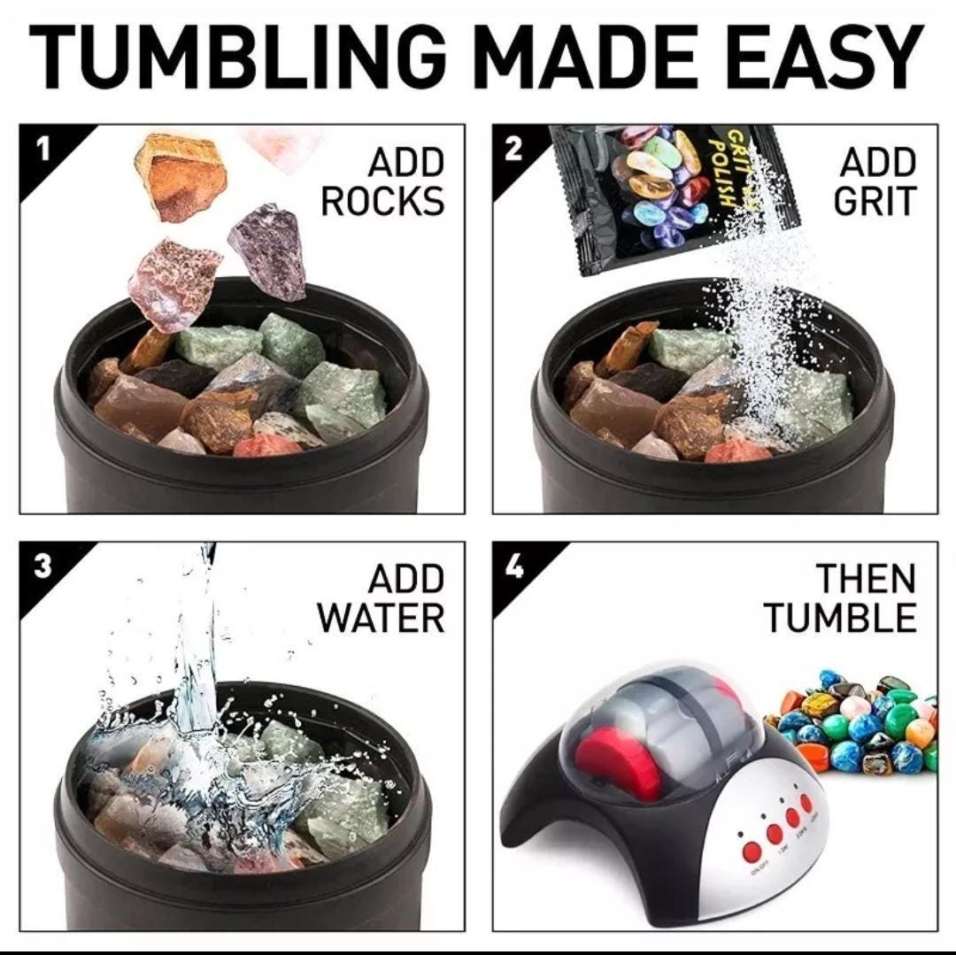 Hobby rock tumbler kit | rock polisher starter kit for kids & adults | jewellery making and gem polishing