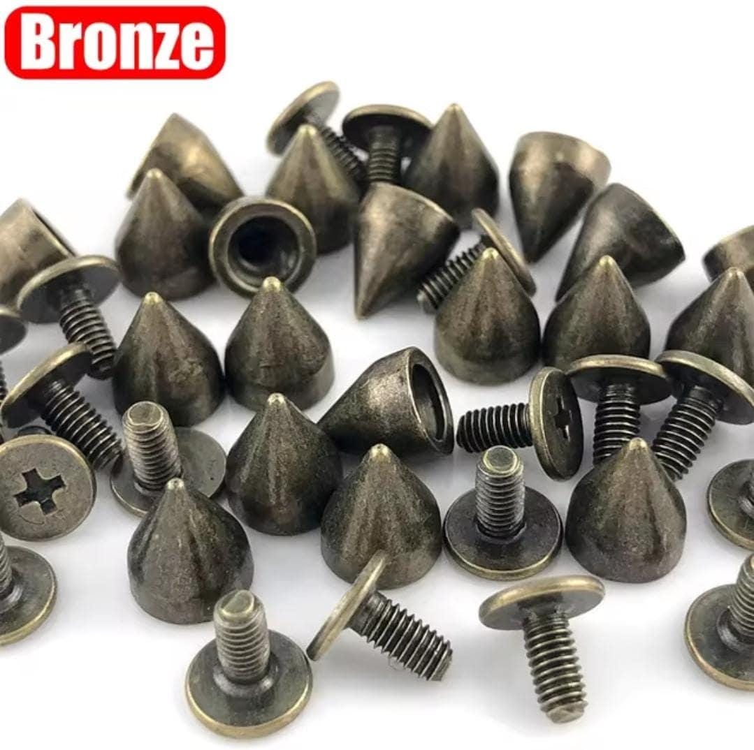 Diy cone studs and spikes - punk metal screwback rivets for clothes, shoes, bags, belts, and accessories - pack of 30