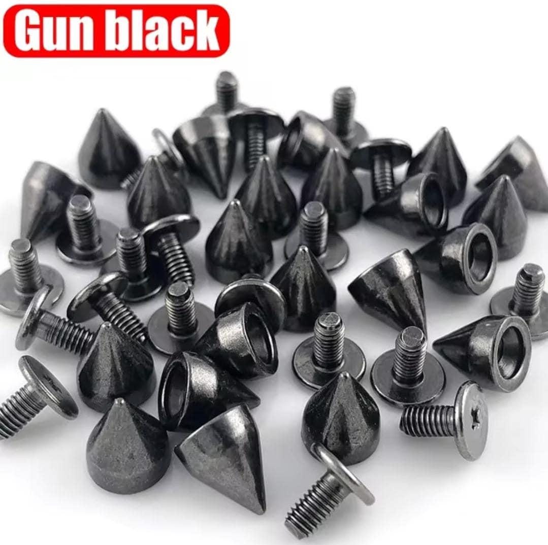 Diy cone studs and spikes - punk metal screwback rivets for clothes, shoes, bags, belts, and accessories - pack of 30